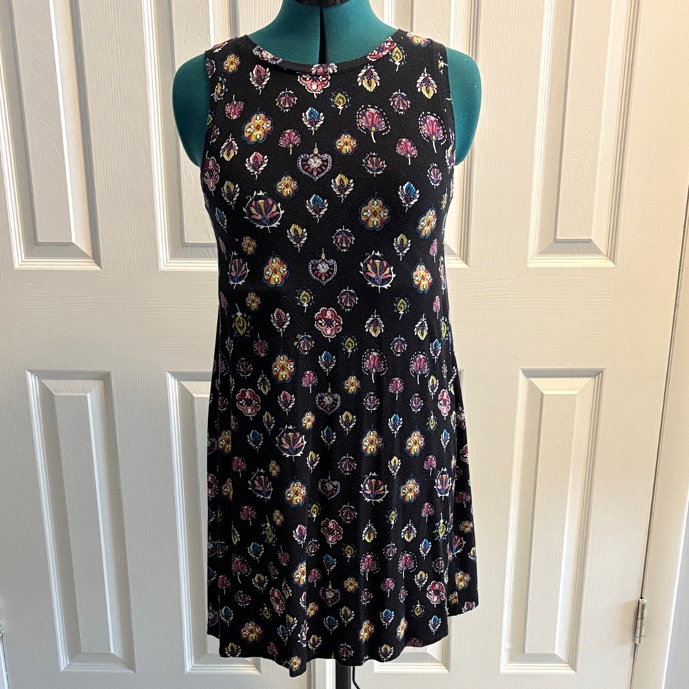 LOFT Outlet Knit Black Print Dress Sleeveless SP
